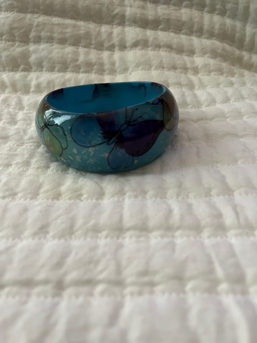 Teal Butterfly Resin Bangle Bracelet